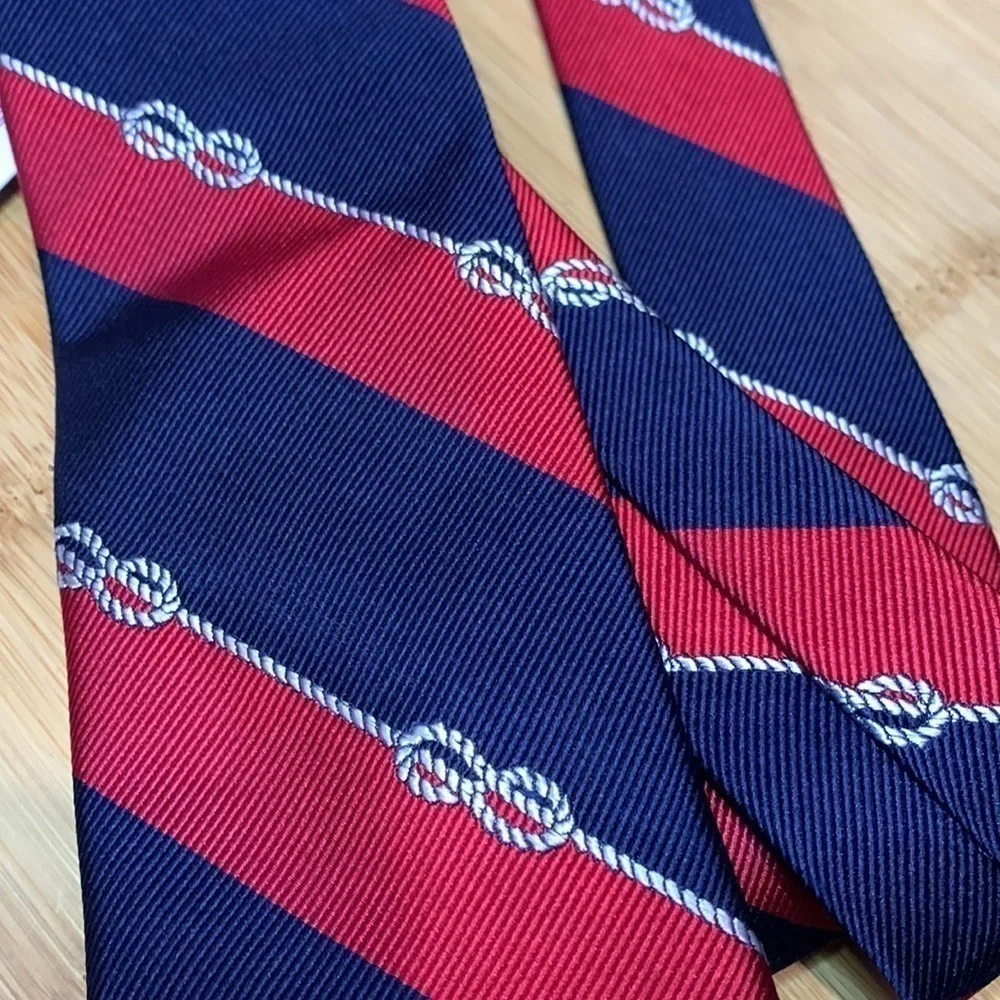 Tommy Hilfiger || NWT Navy Red Rope Print Striped Silk Tie